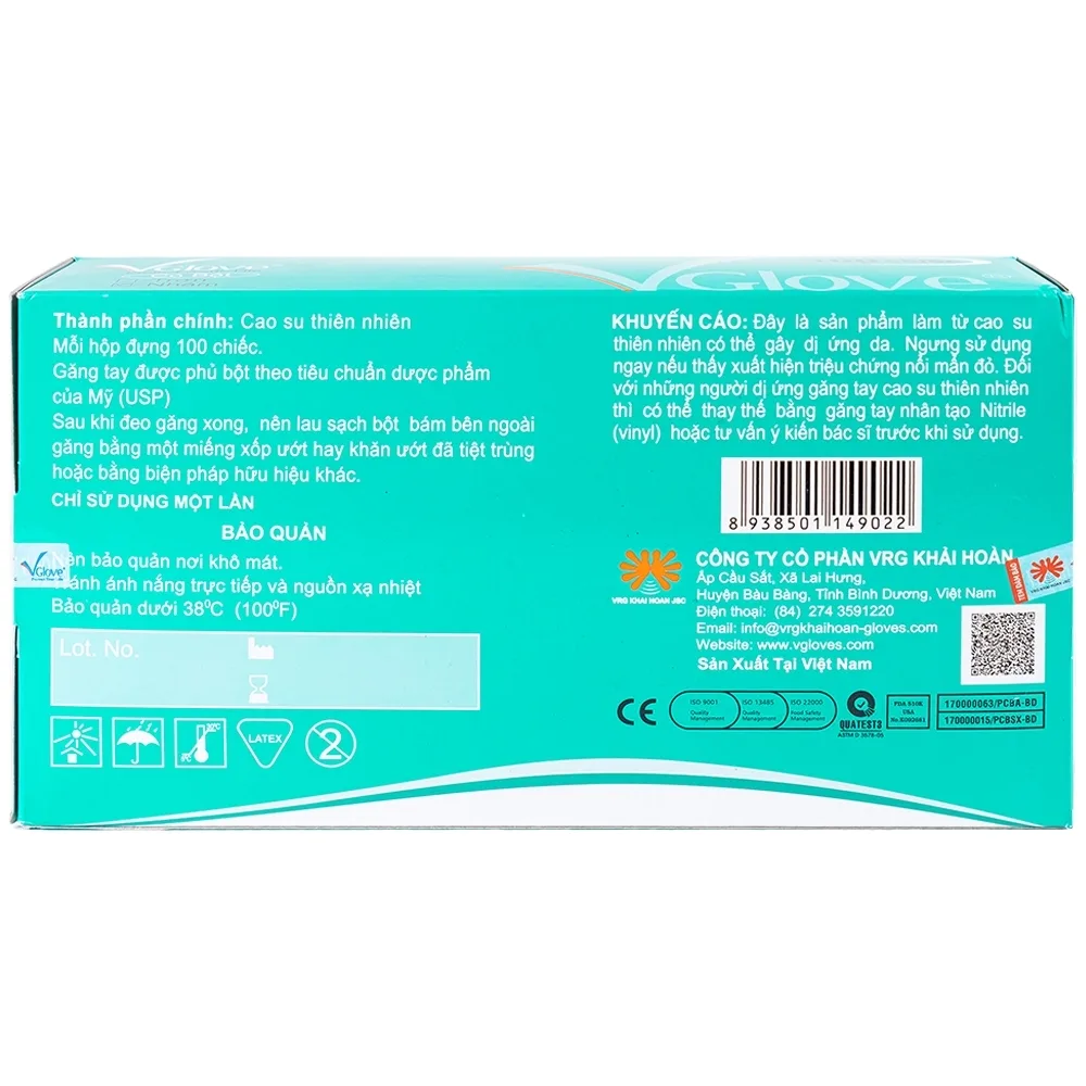 Hình ảnh Găng tay cao su y tế trơn có bột VGlove Size S (10 hộp x 100 chiếc)