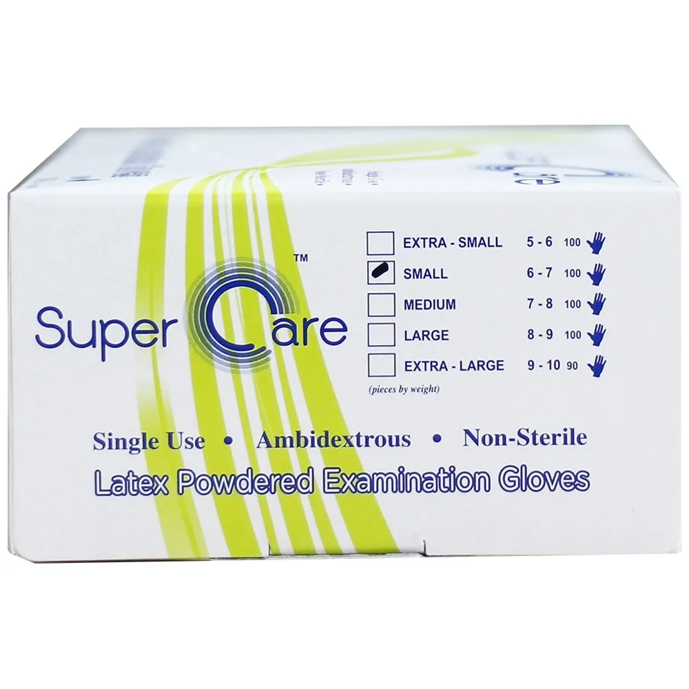 Hình ảnh Găng tay thăm khám dùng trong y tế Super Care Latex Powdered Examination Gloves Size S (100 cái)
