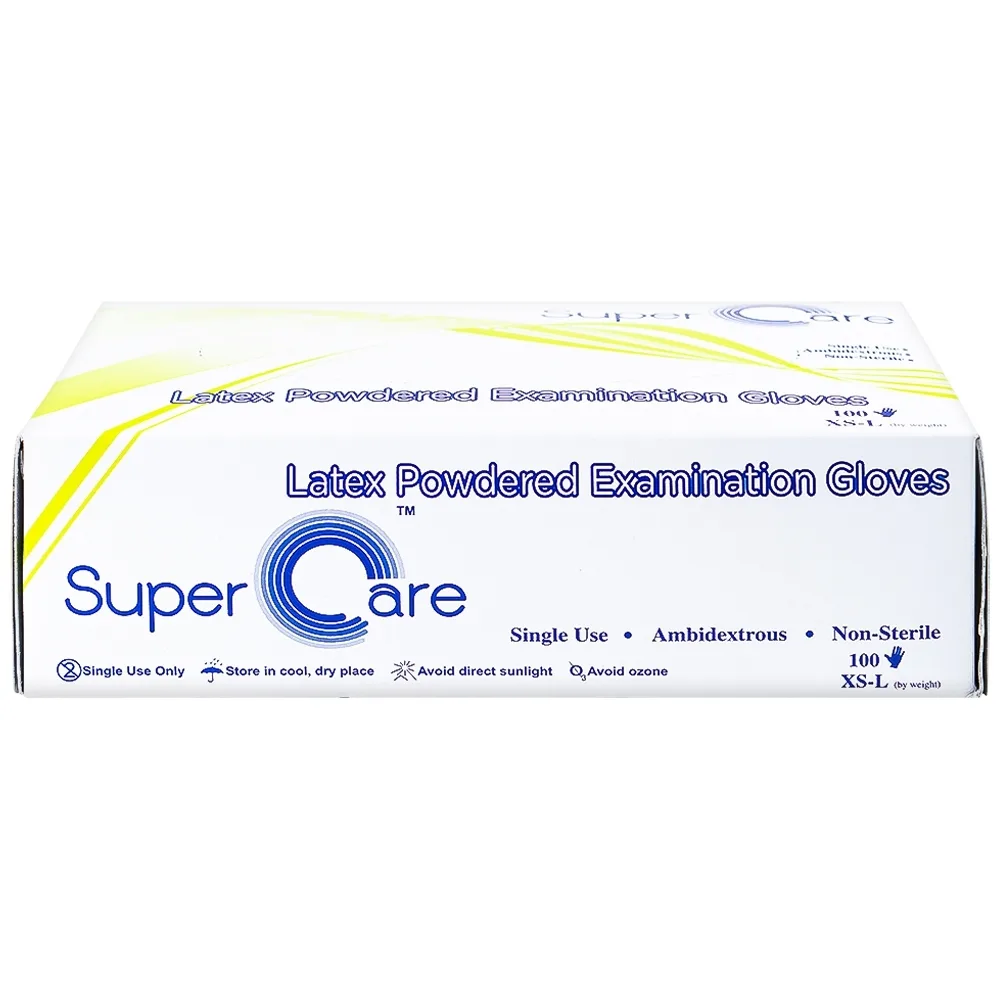 Hình ảnh Găng tay thăm khám dùng trong y tế Super Care Latex Powdered Examination Gloves Size S (100 cái)