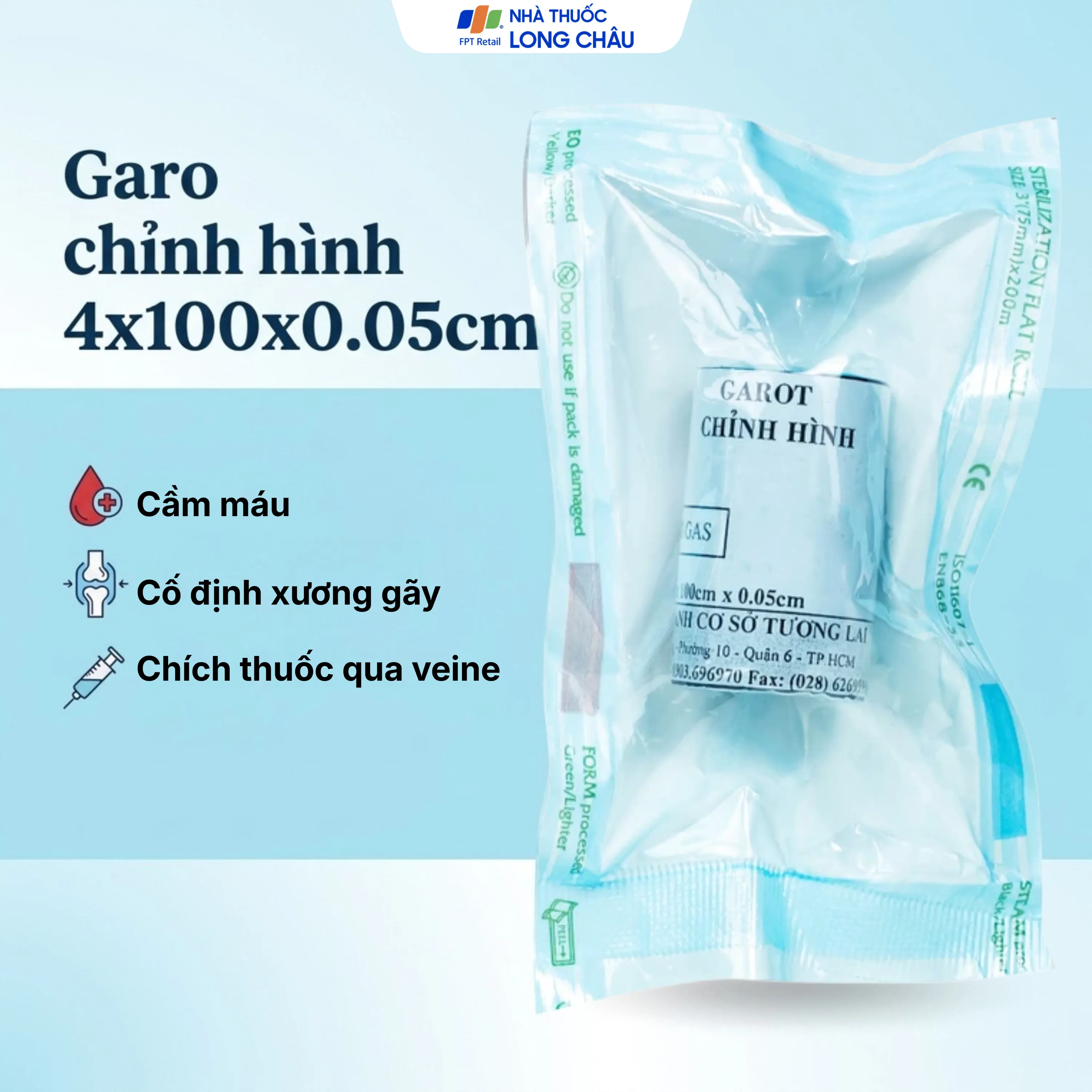 Hình ảnh Garo chỉnh hình 4x100x0.05cm dùng để thắt mạch, hỗ trợ việc tìm mạch máu