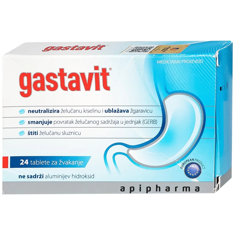 Hình ảnh Viên nhai Gastavit Apipharma dùng cho trào ngược dạ dày thực quản (24 viên)
