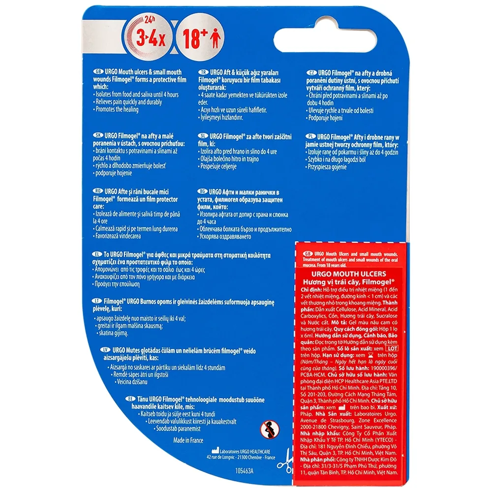 Hình ảnh Gel bôi miệng Urgo Mouth Ulcers 6ml hỗ trợ trị nhiệt miệng, loét miệng