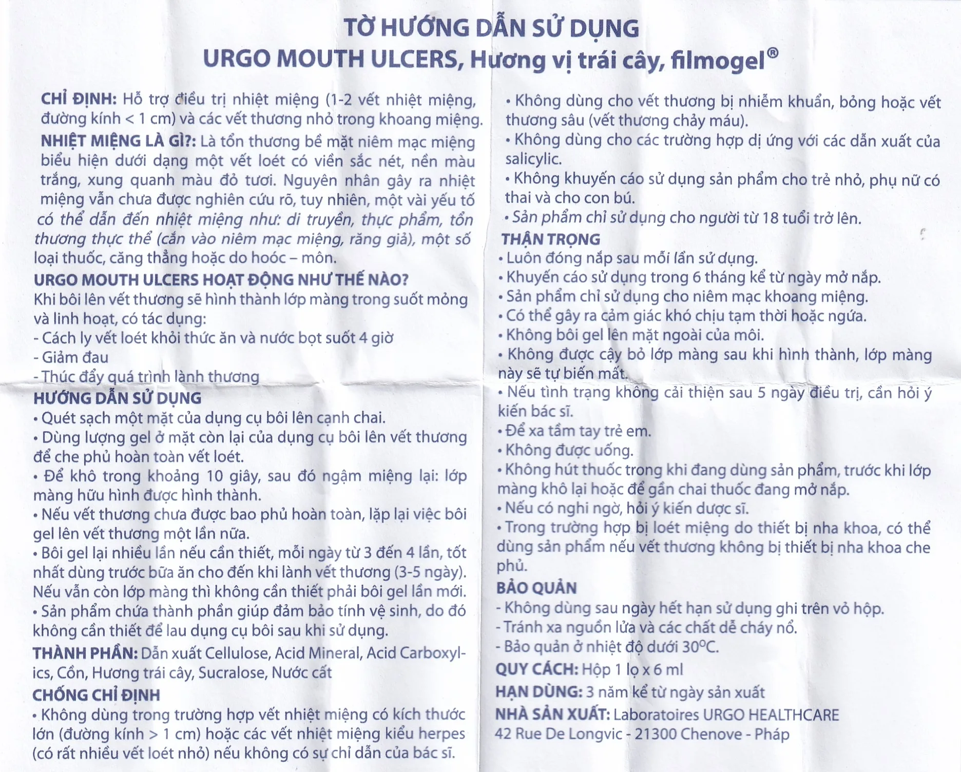 Hình ảnh Gel bôi miệng Urgo Mouth Ulcers 6ml hỗ trợ trị nhiệt miệng, loét miệng