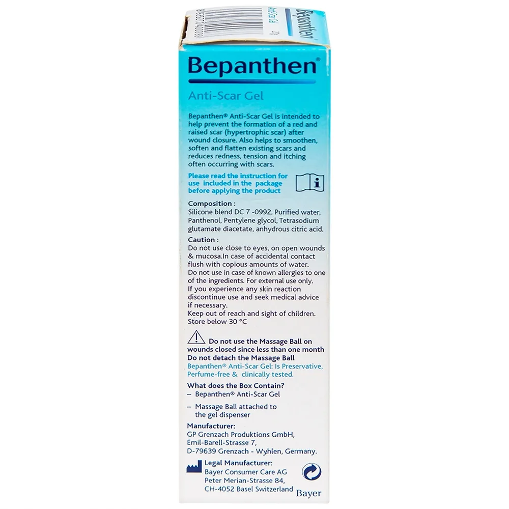 Hình ảnh Gel trị sẹo Bepanthen Anti-Scar ngăn ngừa hình thành sẹo đỏ và sẹo lồi (20g)