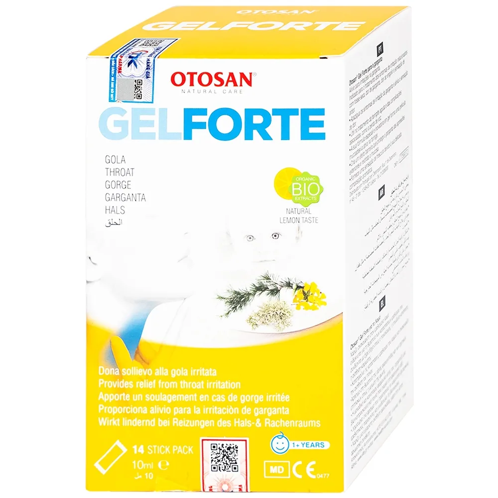 Hình ảnh Gel Otosan Throat Gel Forte 10ml điều trị viêm họng cấp tính (14 gói)