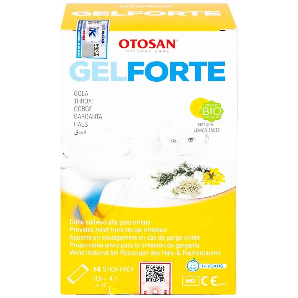 Hình ảnh Gel Otosan Throat Gel Forte 10ml điều trị viêm họng cấp tính (14 gói)