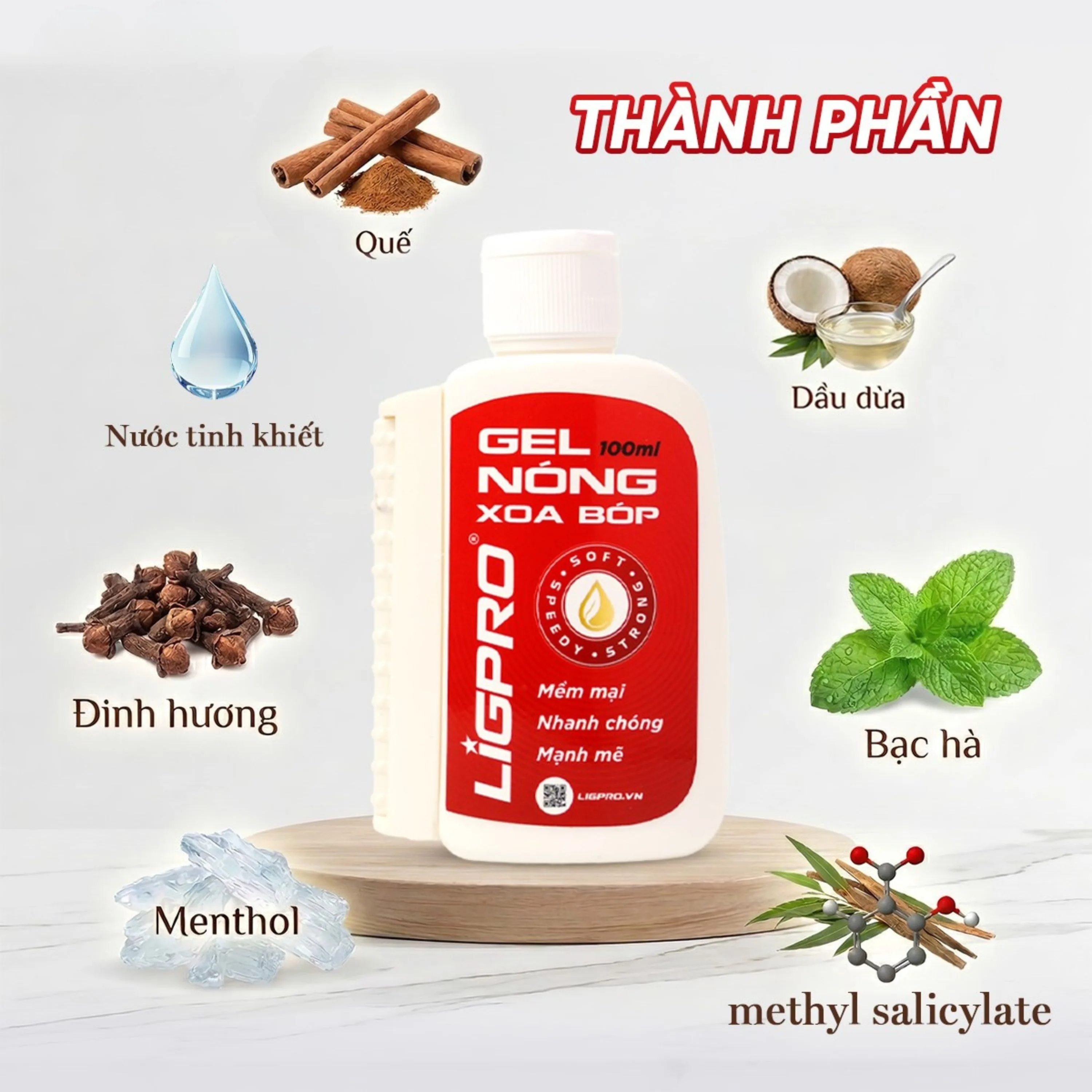Hình ảnh Gel nóng xoa bóp Ligpro hỗ trợ giảm đau cơ xương khớp, thư giãn cơ bắp (Thảo dược thiên nhiên) (100ml)
