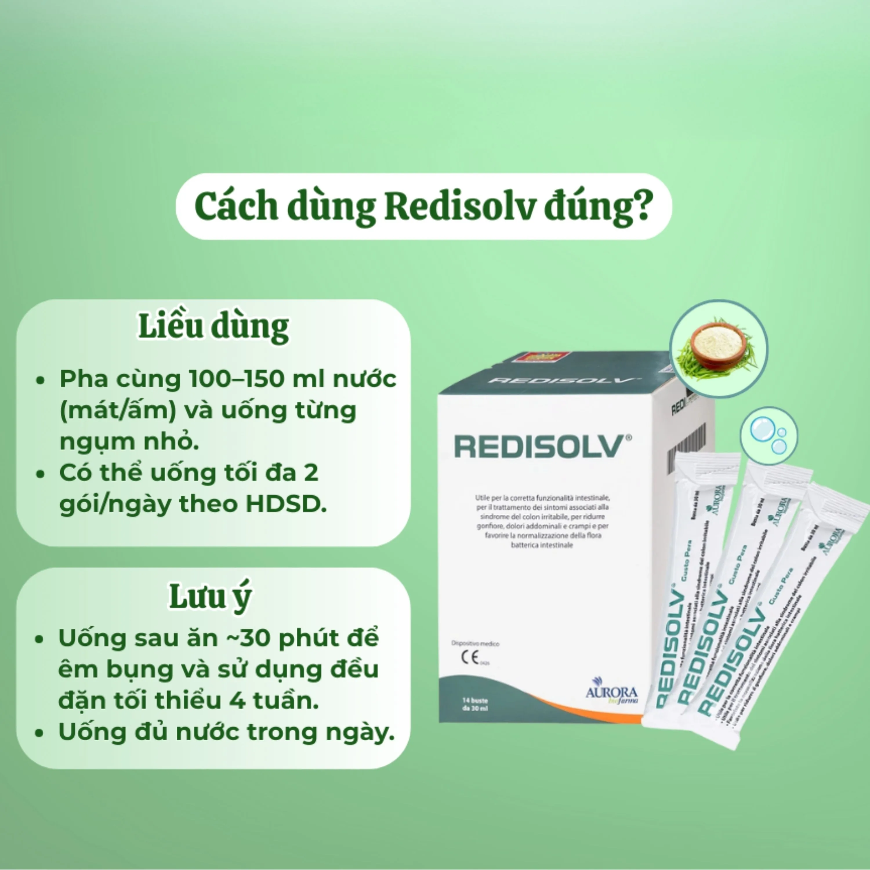 Hình ảnh Gel Redisolv Aurora điều trị hội chứng ruột kích thích (IBS) (14 gói) giảm ngay triệu chứng tiêu chảy, đầy hơi, chướng bụng, rối loạn phân
