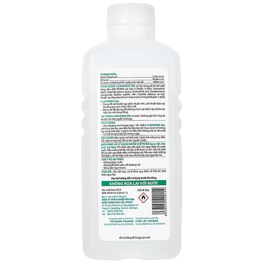Hình ảnh Gel Sát Khuẩn Tay Clinhands Gel 500ml Opodis Pharma chống lại các vi khuẩn, vi nấm gây bệnh lây nhiễm