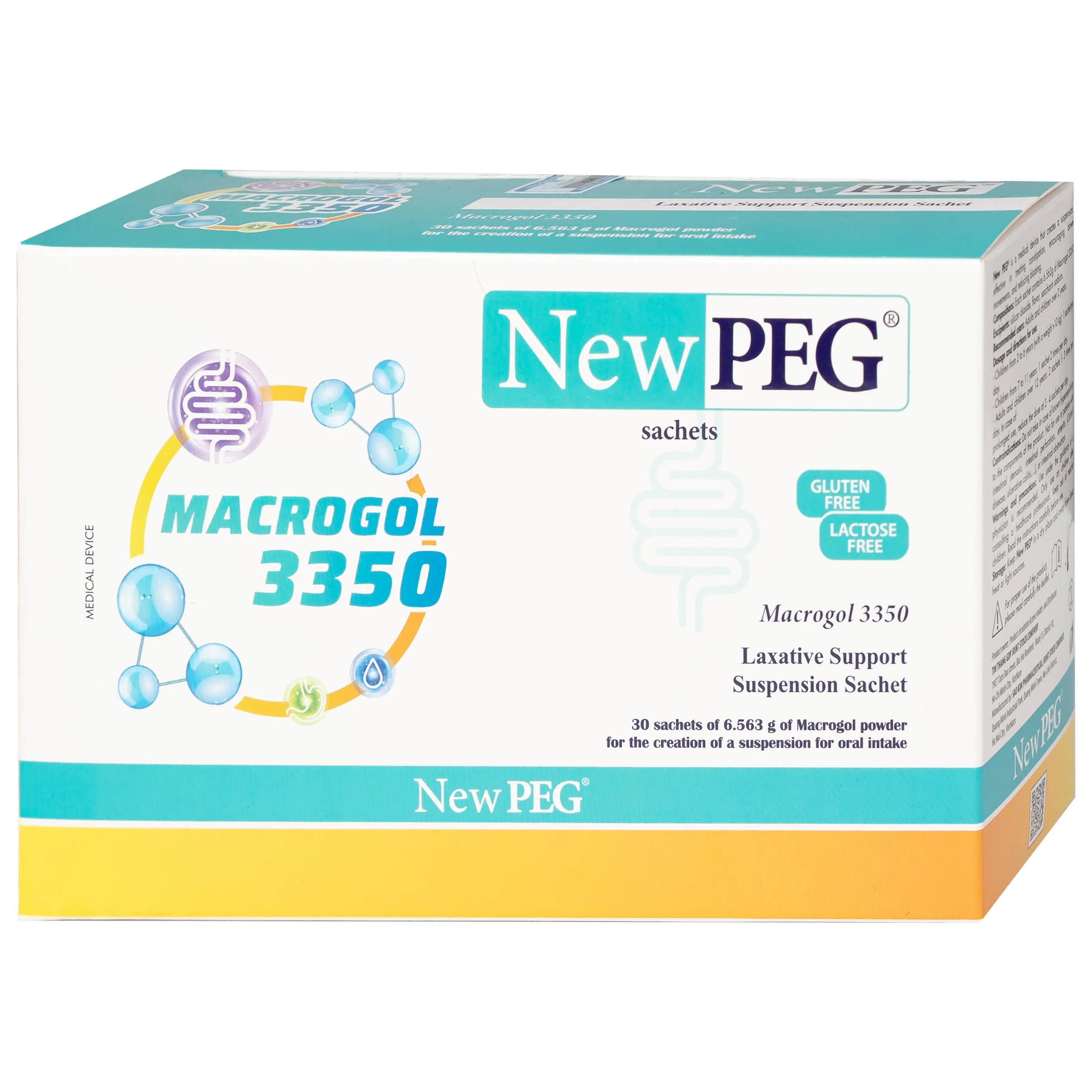Hình ảnh Gói pha hỗn dịch hỗ trợ nhuận tràng Newpeg Macrogol 3350 Sao Kim điều trị táo bón, nhuận tràng, đầy hơi (30 gói)