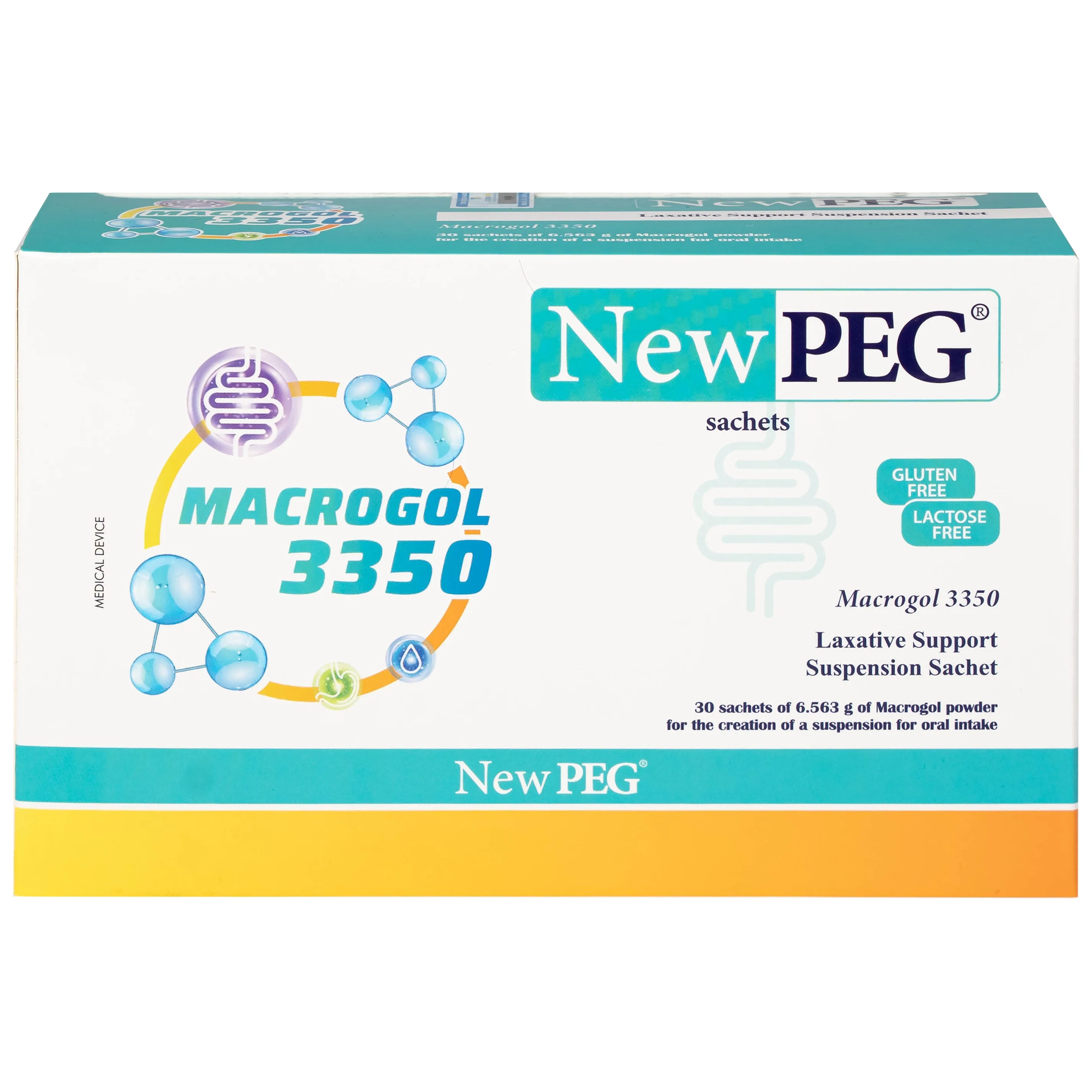 Hình ảnh Gói pha hỗn dịch hỗ trợ nhuận tràng Newpeg Macrogol 3350 Sao Kim điều trị táo bón, nhuận tràng, đầy hơi (30 gói)