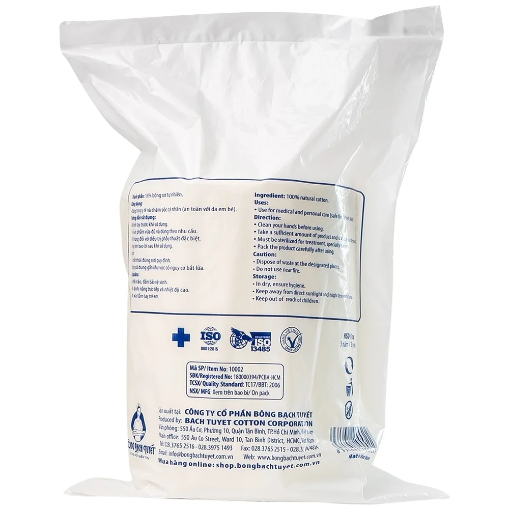 Hình ảnh Bông y tế thấm nước Bạch Tuyết 500g dùng trong chăm sóc cá nhân và y tế (24 gói)