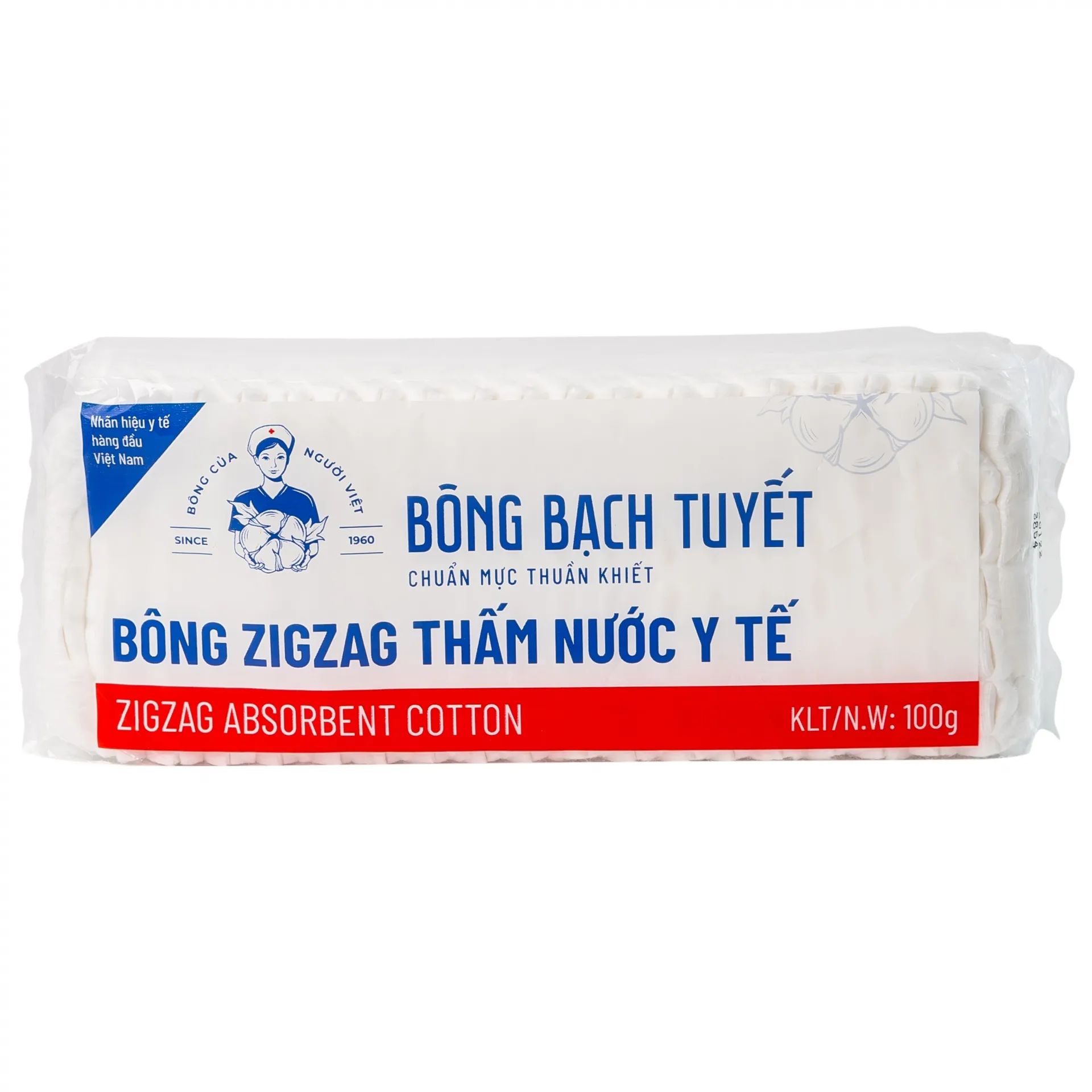 Hình ảnh Bông Zigzag y tế thấm nước Bạch Tuyết dùng trong chăm sóc cá nhân và y tế (100g)