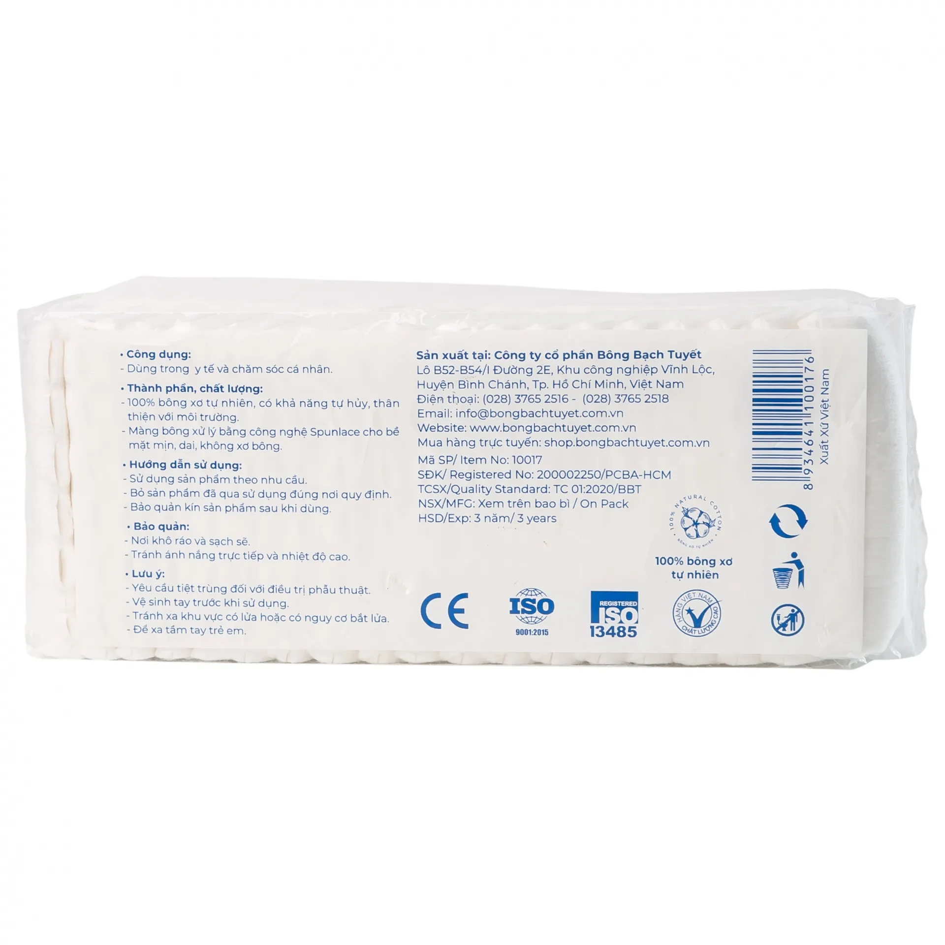 Hình ảnh Bông Zigzag y tế thấm nước Bạch Tuyết dùng trong chăm sóc cá nhân và y tế (100g) 