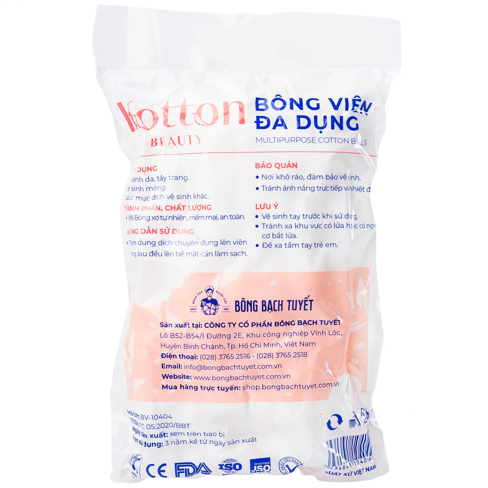 Hình ảnh Bông viên đa dụng Kotton Beauty Bạch Tuyết làm sạch da, tẩy trang, vệ sinh móng (80g)
