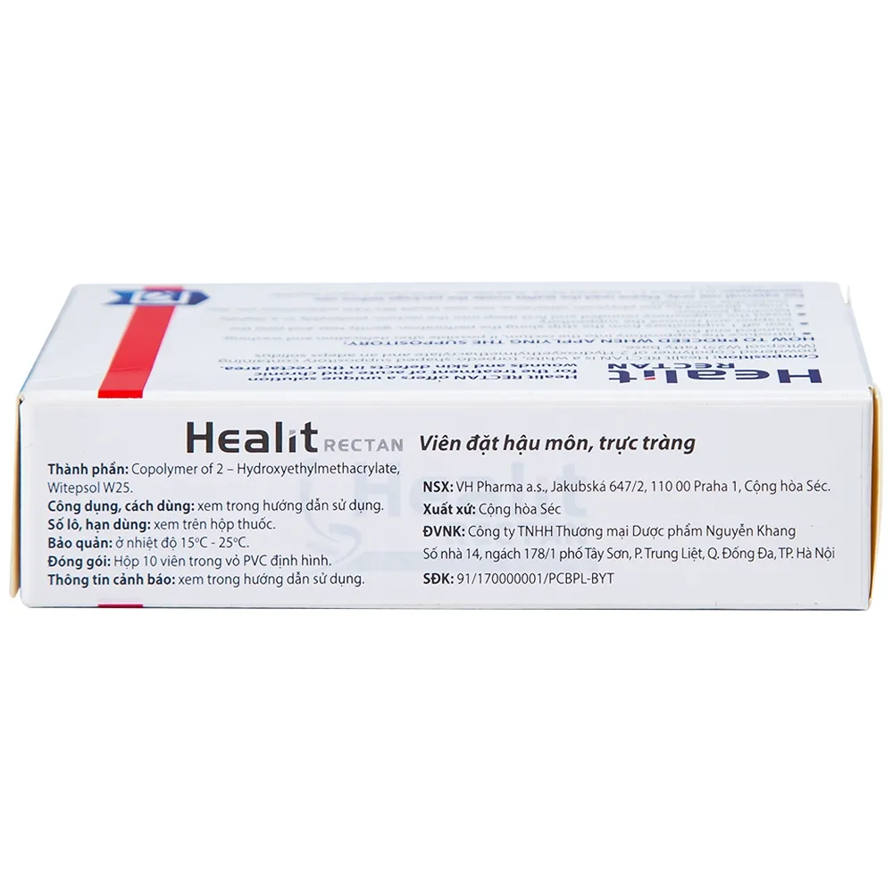 Hình ảnh Viên đạn đặt hậu môn, trực tràng Healit Rectan VHPharma thúc đẩy nhanh quá trình lành vết thương (10 viên)