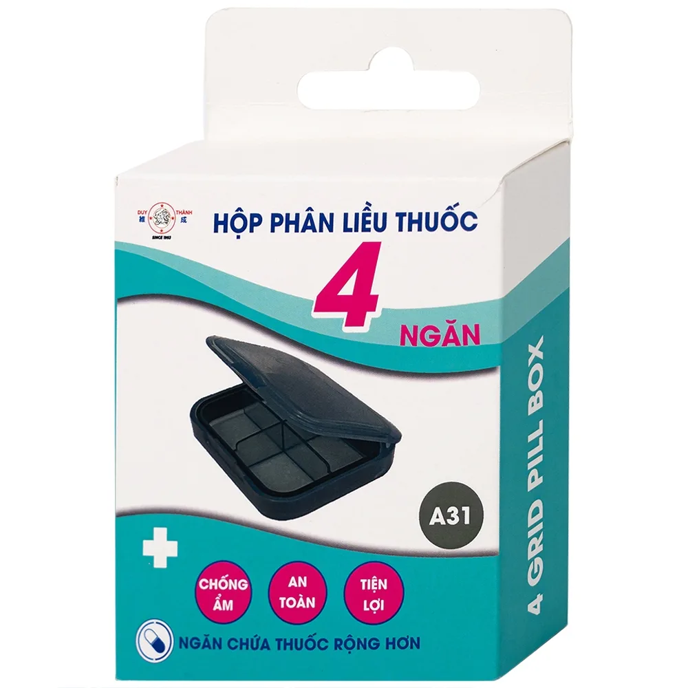 Hình ảnh Hộp phân liều thuốc 4 ngăn A31 Duy Thành màu xanh