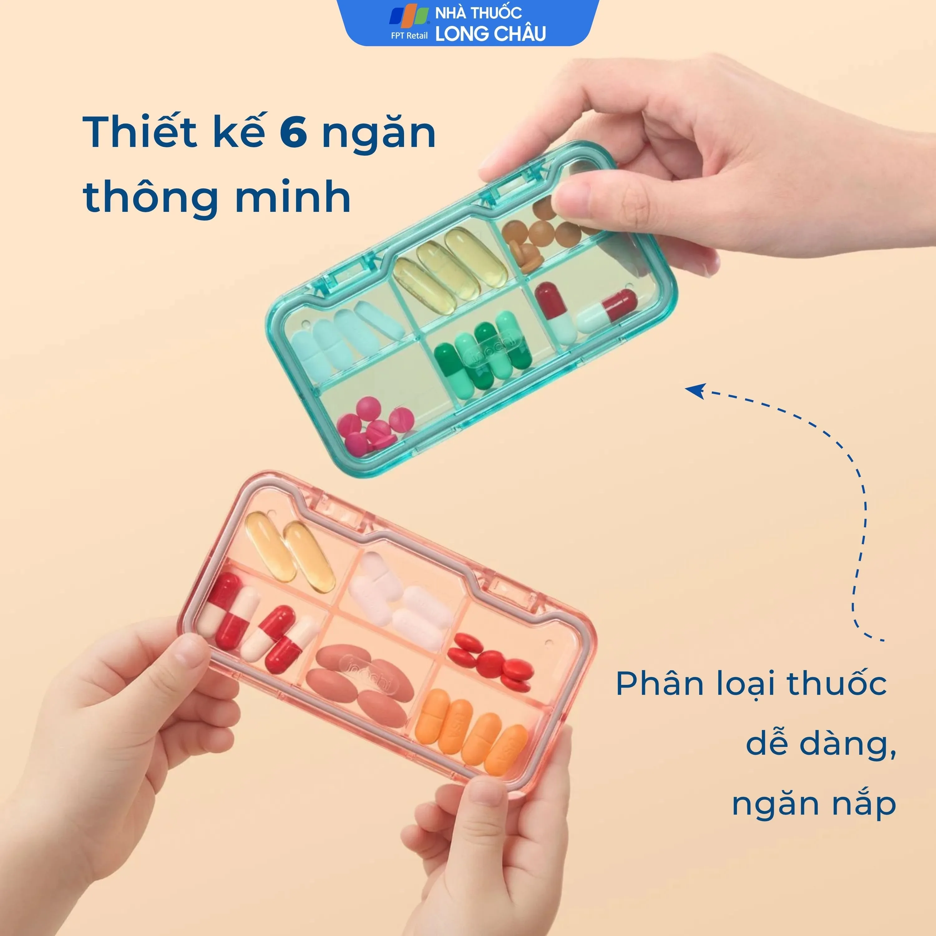 Hình ảnh Hộp phân liều thuốc 6 Ngăn Inochi Okina