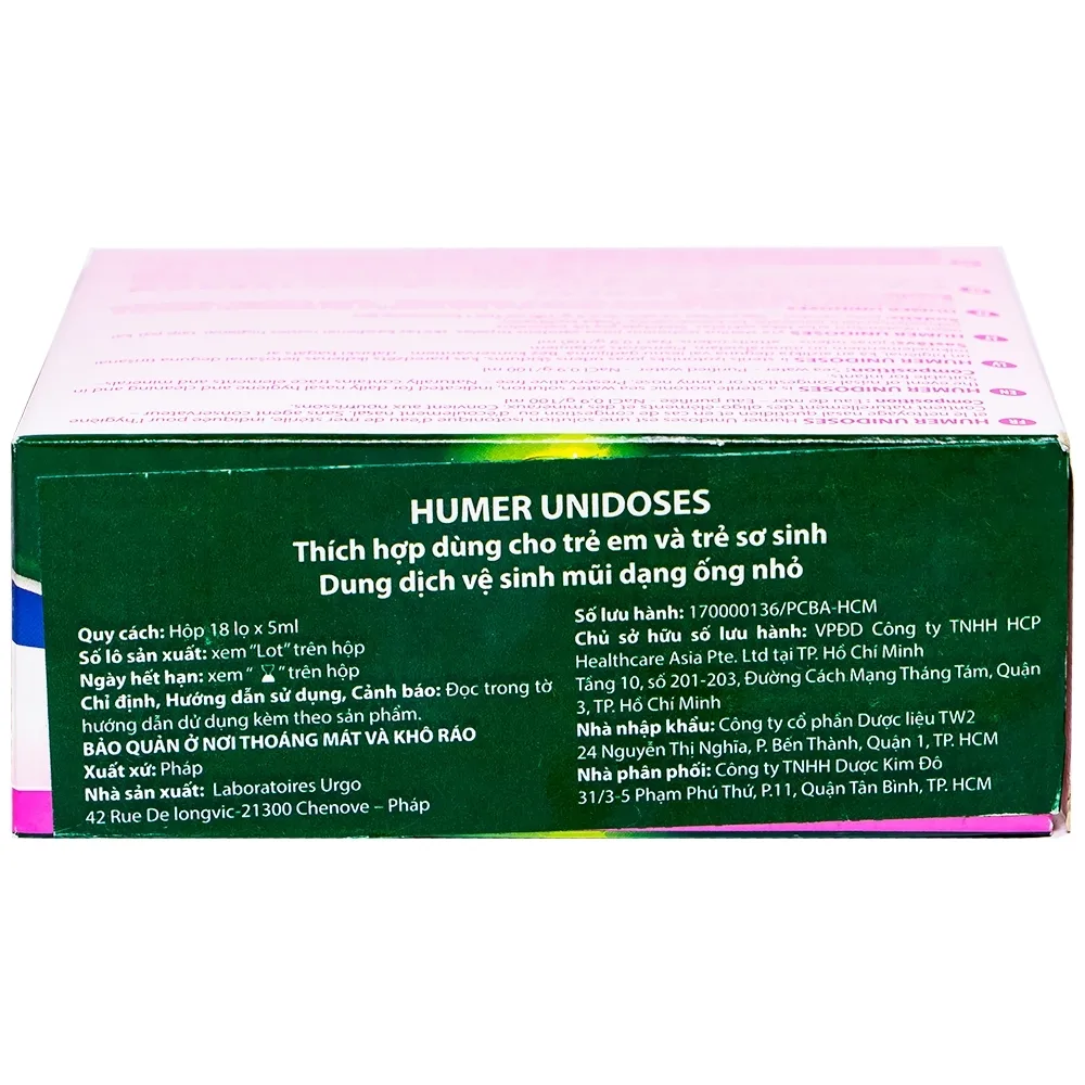 Hình ảnh Dung dịch vệ sinh mũi Humer Urgo hỗ trợ vệ sinh mũi trong các bệnh tai mũi họng (18 ống x 5ml)
