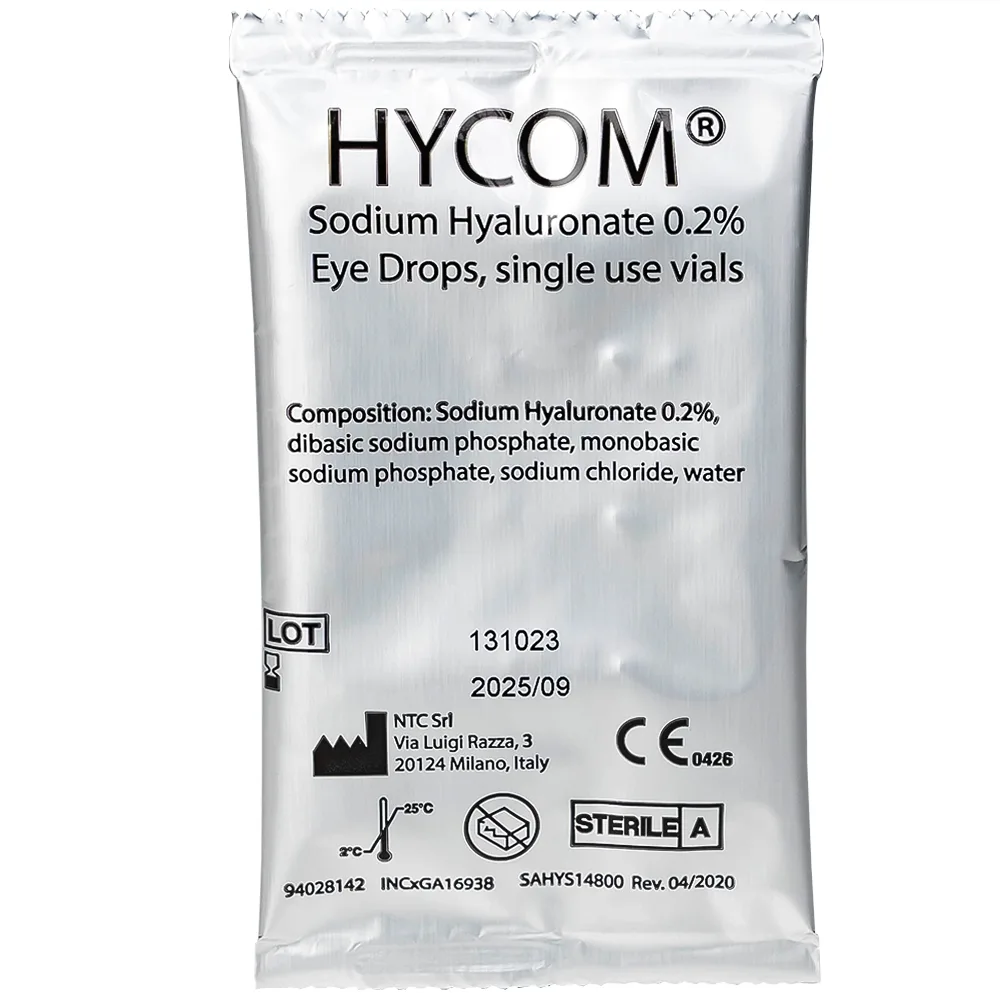 Hình ảnh Dung dịch nhỏ mắt Hycom Sodium Hyaluronate 0.2% NTC Pharma giảm kích ứng, khô, rát mắt (20 ống x 0.5ml)