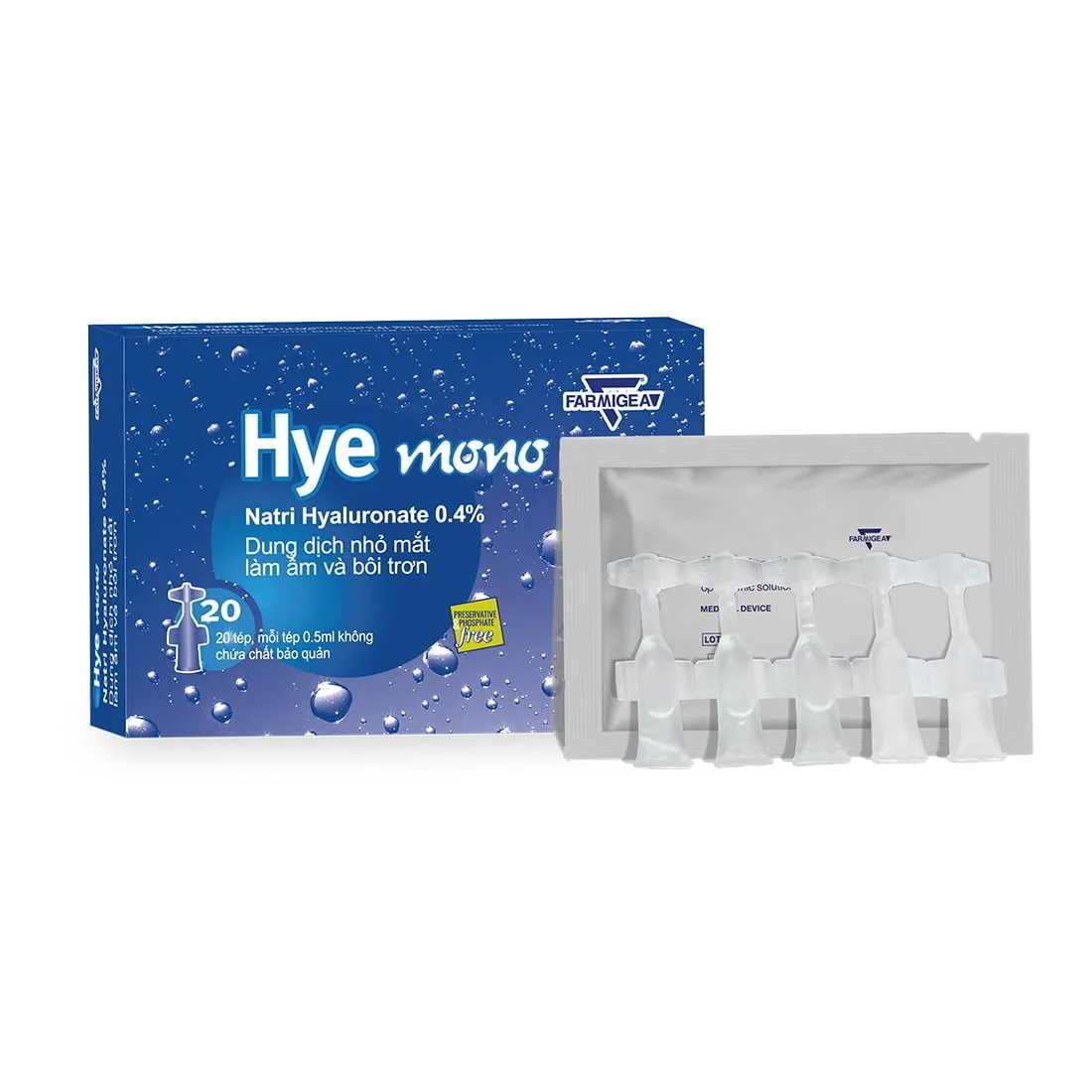 Hình ảnh Dung dịch nhỏ mắt Hye Mono Gomed Farmigea làm ẩm và bôi trơn mắt, giúp giảm khô mắt (20 ống x 0.5ml)