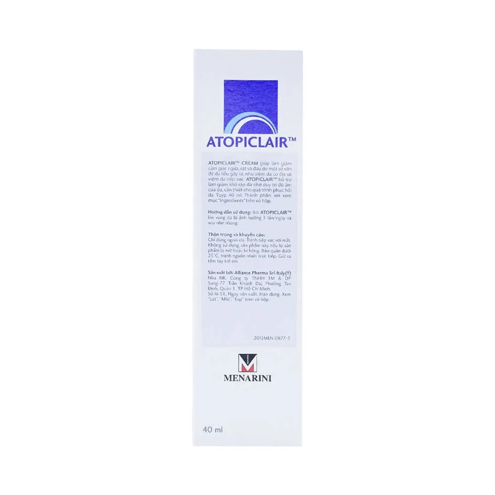 Hình ảnh Kem Atopiclair Cream Menarini giảm ngứa, rát, đau do viêm da cơ địa, viêm da tiếp xúc (40ml)