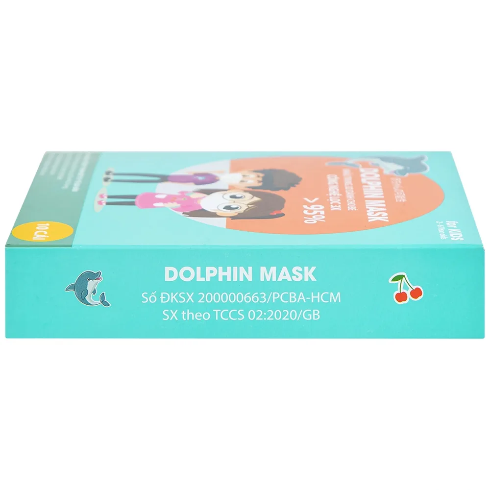 Hình ảnh Khẩu trang 3D trẻ em Dolphin Mask 4 lớp ngăn giọt bắn, vi khuẩn, khói bụi (10 cái)