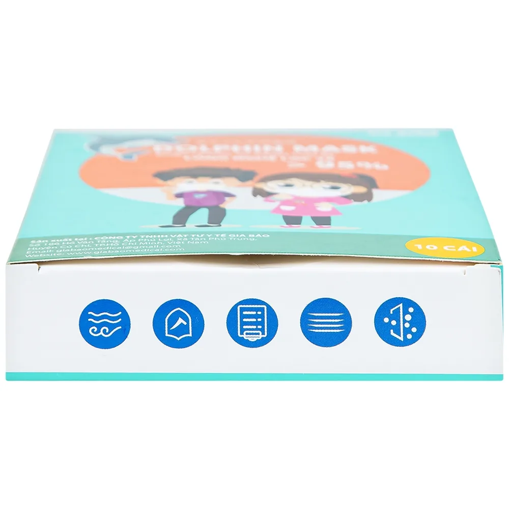 Hình ảnh Khẩu trang 3D trẻ em Dolphin Mask 4 lớp ngăn giọt bắn, vi khuẩn, khói bụi (10 cái)