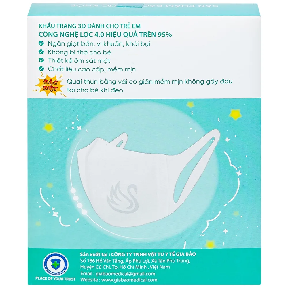 Hình ảnh Khẩu trang 3D trẻ em quai vải Swan Mask ngăn giọt bắn, vi khuẩn, khói bụi (10 cái)