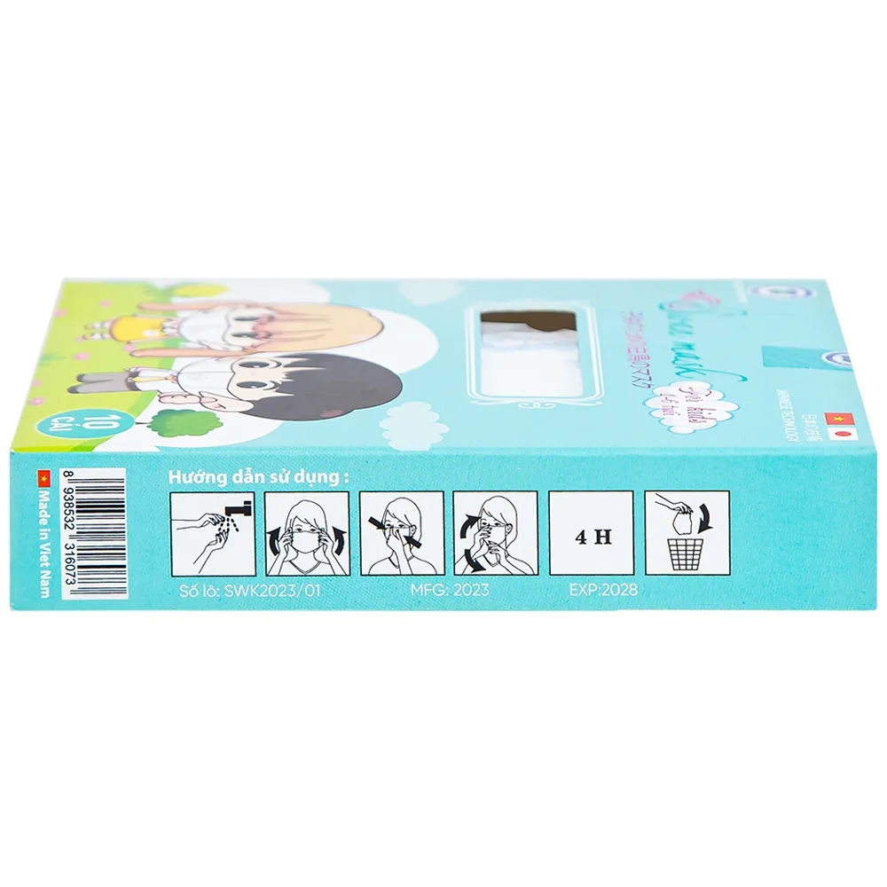 Hình ảnh Khẩu trang 3D trẻ em quai vải Swan Mask ngăn giọt bắn, vi khuẩn, khói bụi (10 cái)