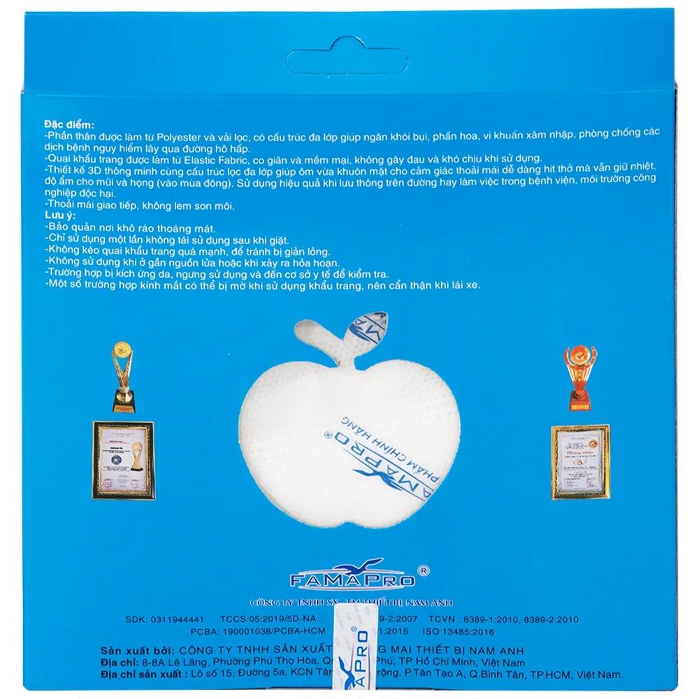 Hình ảnh Khẩu trang 5D Mask Nam Anh lọc khuẩn, mùi và bụi trên 99% (10 cái)