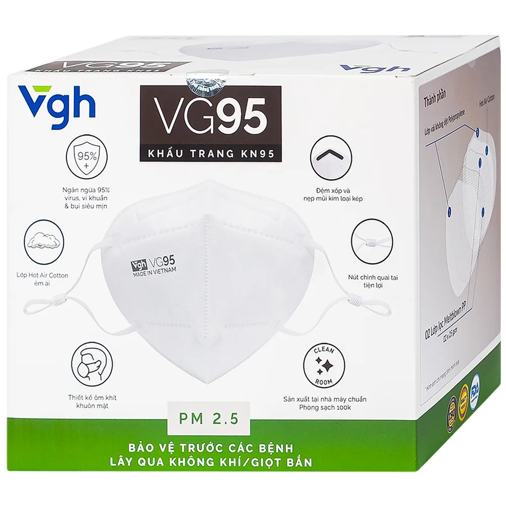 Hình ảnh Khẩu trang 5 lớp VG95 ngăn ngừa dị vật, bụi mịn và siêu mịn