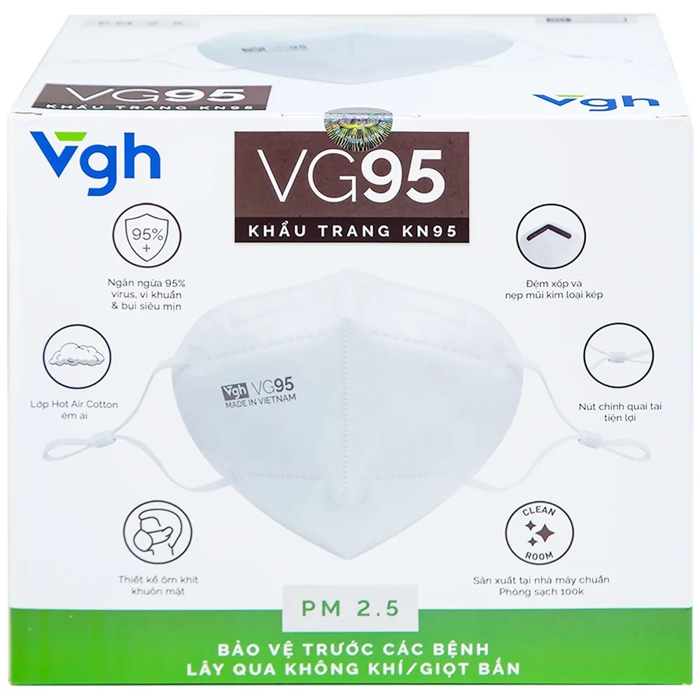 Hình ảnh Khẩu trang 5 lớp VG95 ngăn ngừa dị vật, bụi mịn và siêu mịn