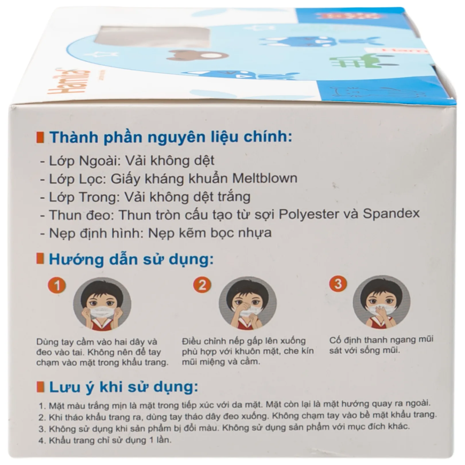 Hình ảnh Khẩu trang y tế trẻ em Hamita ngăn bụi, kháng khuẩn (50 cái)