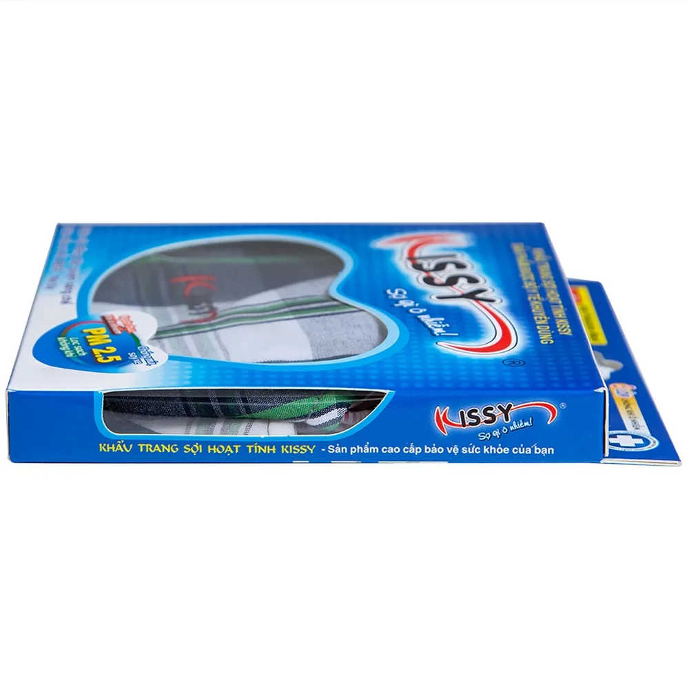 Hình ảnh Khẩu trang sợi hoạt tính Kissy size L 3 lớp giúp lọc sạch không khí, ngăn bụi, khí ô nhiễm