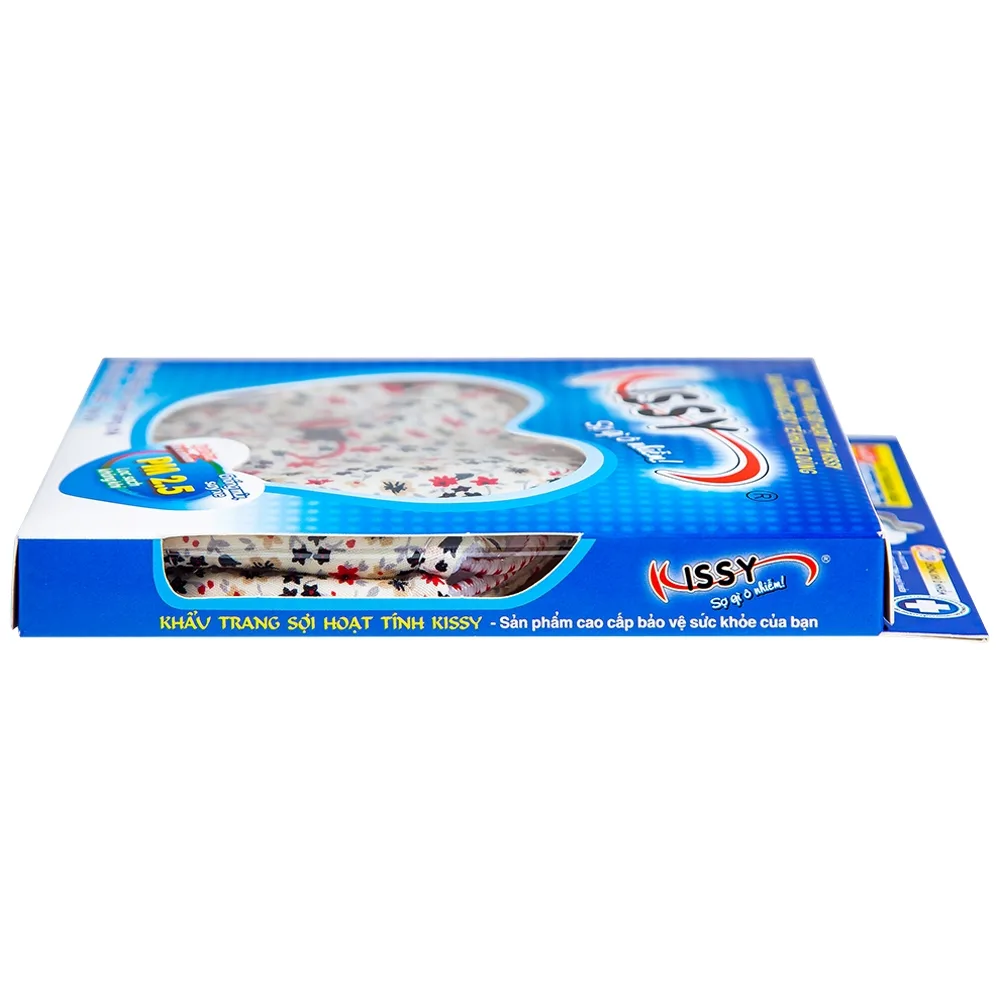 Hình ảnh Khẩu trang sợi hoạt tính Kissy size M 3 lớp giúp lọc sạch không khí, ngăn bụi, khí ô nhiễm