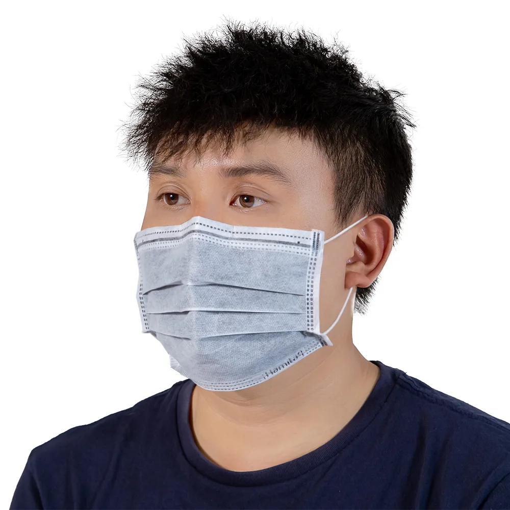 Hình ảnh Khẩu trang than hoạt tính Hamita H80+ 4 lớp hỗ trợ ngăn khói, bụi, kháng khuẩn (50 cái)