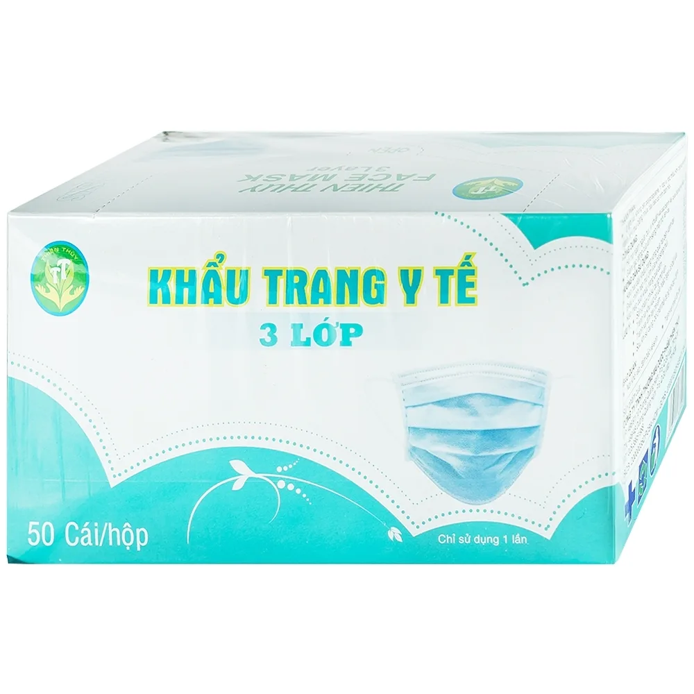 Hình ảnh Khẩu trang y tế Thiên Thủy 3 lớp hỗ trợ ngăn khói, bụi, kháng khuẩn (50 cái)