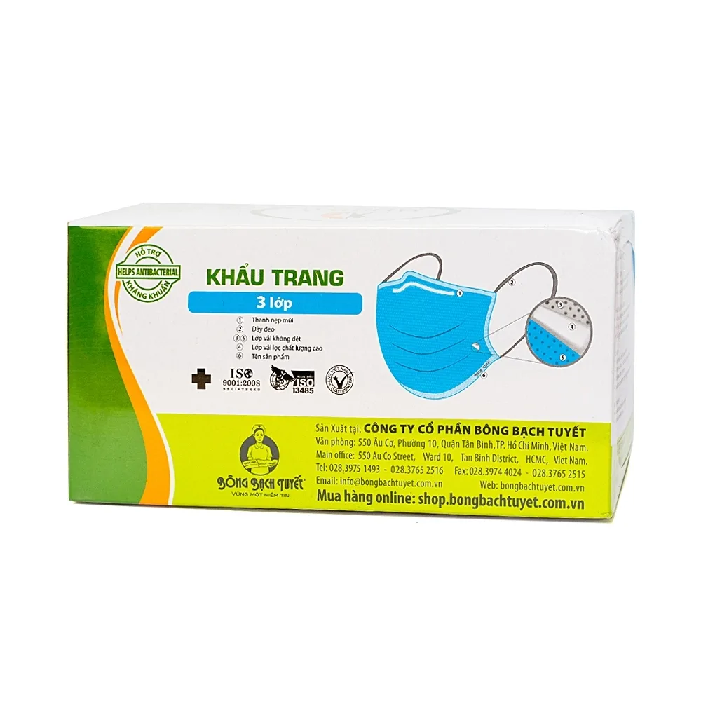 Hình ảnh Khẩu trang y tế Meriday 3 lớp hỗ trợ ngăn khói, bụi, kháng khuẩn (50 cái)