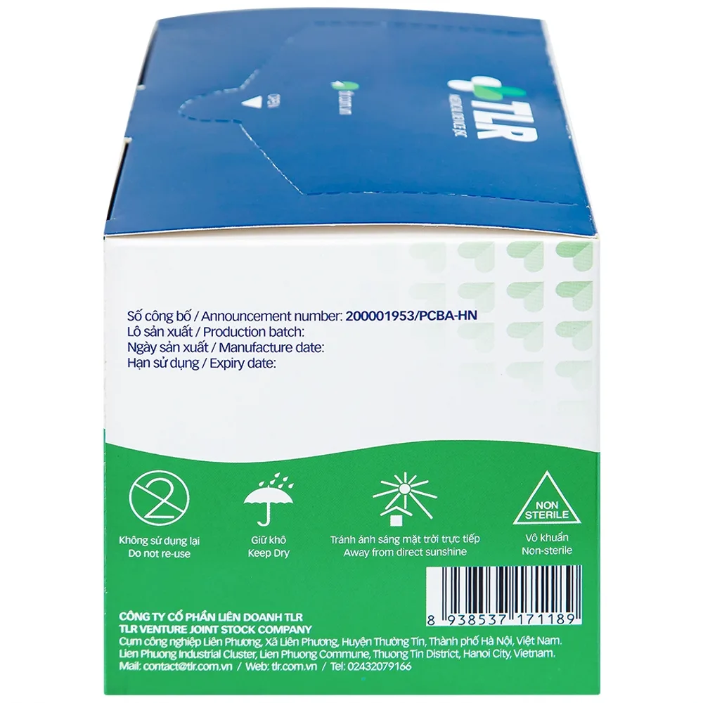 Hình ảnh Khẩu trang y tế TLR màu trắng 3 lớp hỗ trợ ngăn khói, bụi, kháng khuẩn (50 cái)