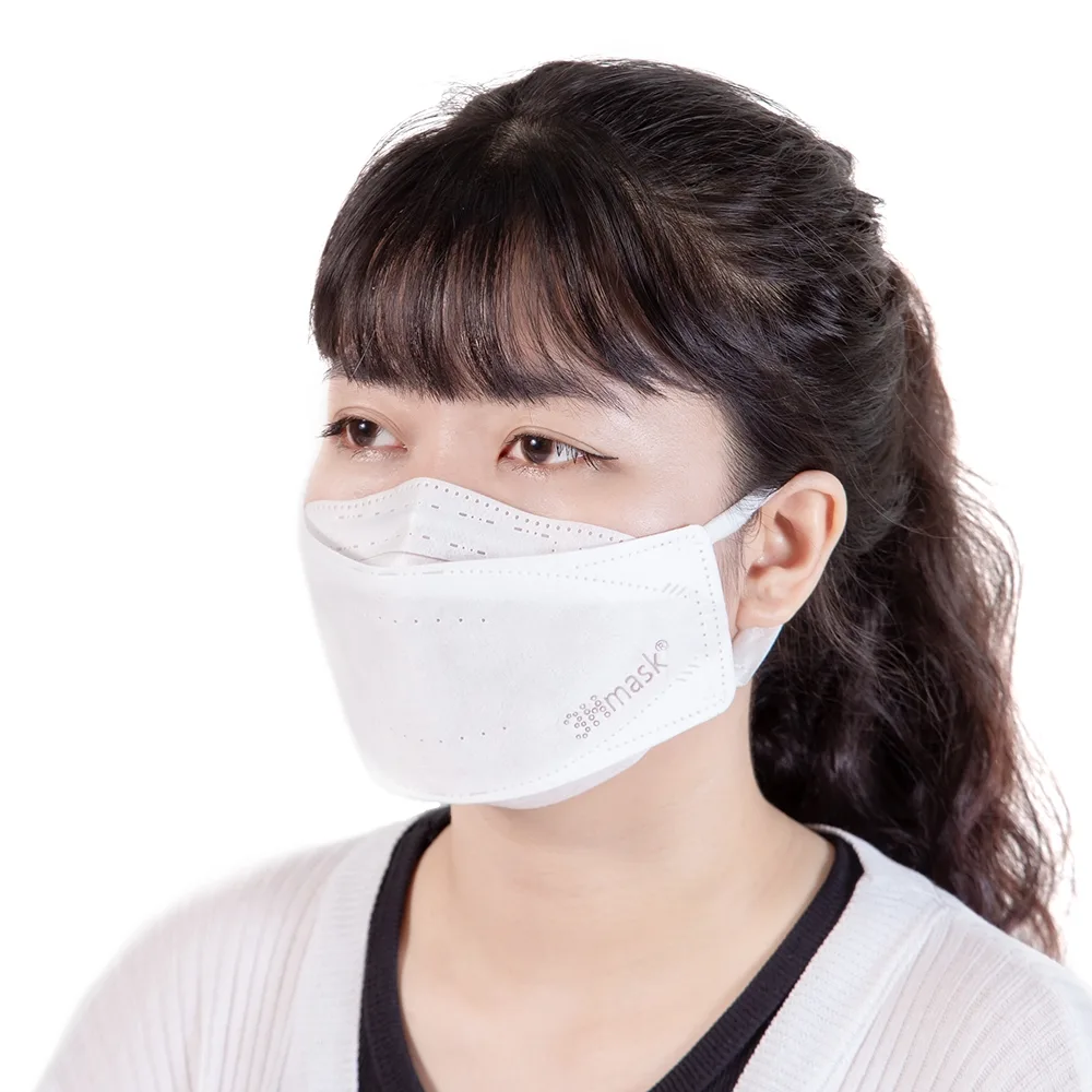 Hình ảnh Khẩu trang y tế cao cấp 3Hmask 4D Vĩnh Tiến màu trắng hỗ trợ ngăn khói, bụi, kháng khuẩn (20 cái)