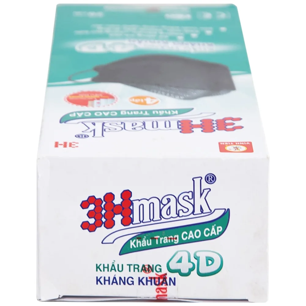 Hình ảnh Khẩu trang y tế cao cấp 3Hmask Vĩnh Tiến 4D màu đen hỗ trợ ngăn khói, bụi, kháng khuẩn (20 cái)