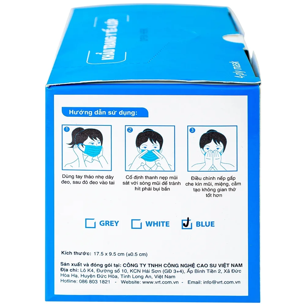 Hình ảnh Khẩu trang y tế Công Nghệ Cao Su Việt Nam 4 lớp hỗ trợ ngăn khói, bụi, kháng khuẩn (50 cái)