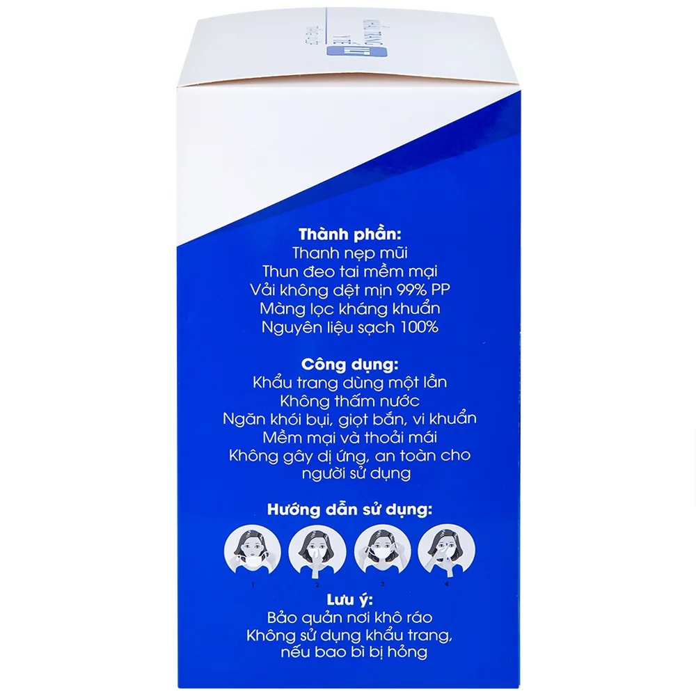 Hình ảnh Khẩu trang y tế ILT Liworldco màu trắng 4 lớp hỗ trợ ngăn khói, bụi, kháng khuẩn (50 cái)