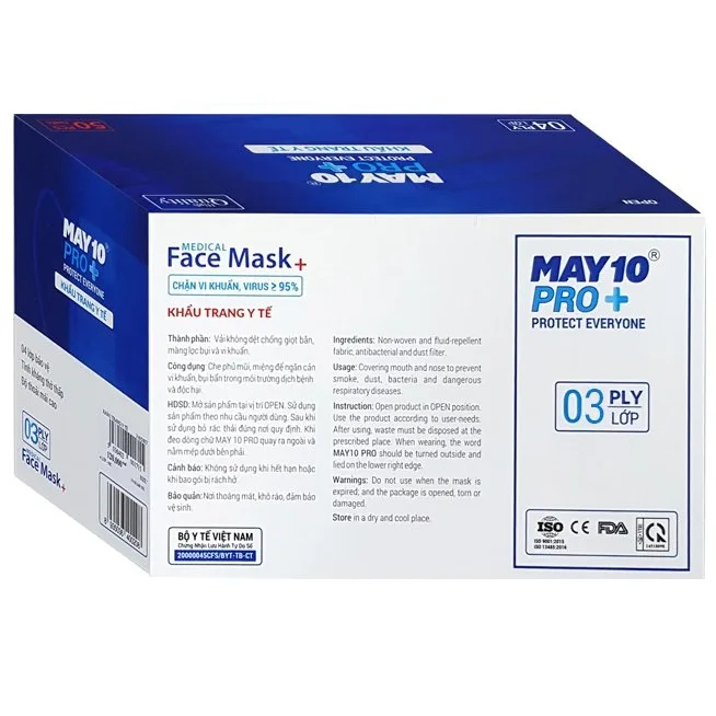 Hình ảnh Khẩu trang y tế May 10 Pro+ 3 lớp dùng để ngăn bụi khói