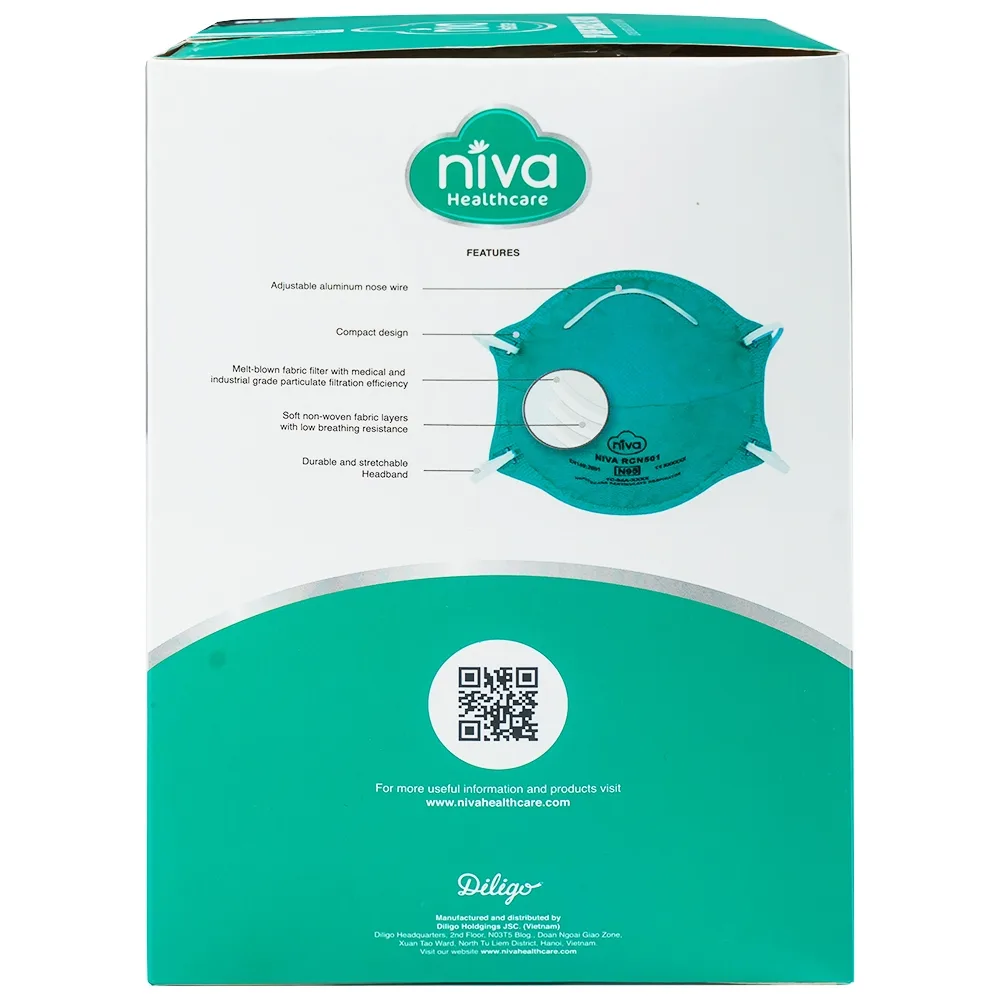 Hình ảnh Khẩu trang y tế Niva Cup Ac95 Healthcare hỗ trợ ngăn khói, bụi, kháng khuẩn (20 cái)