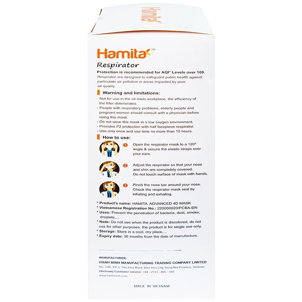 Hình ảnh Khẩu trang y tế Hamita Advanced 4D Mask hỗ trợ ngăn khói, bụi, kháng khuẩn (5 cái)