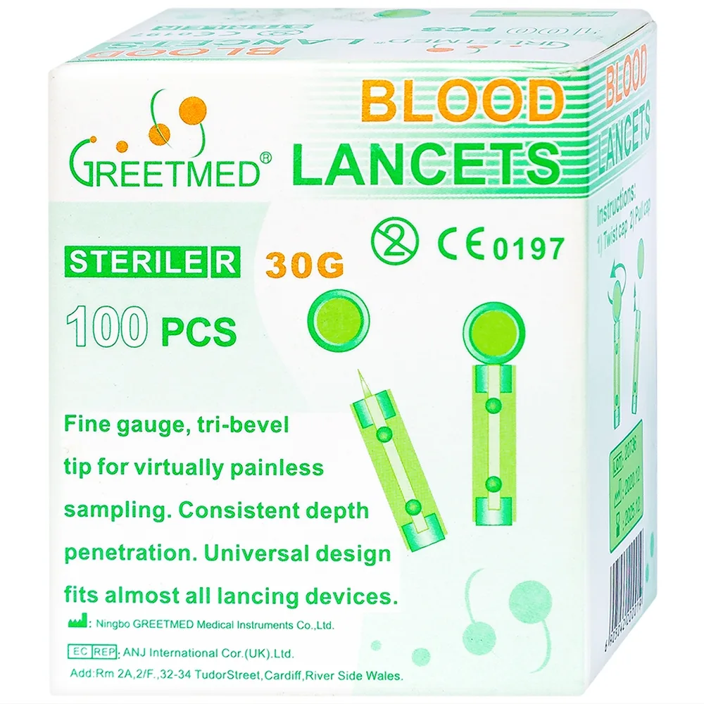 Hình ảnh Kim lấy máu Blood Lancets Greetmed dùng cho máy đo đường huyết (100 cái)