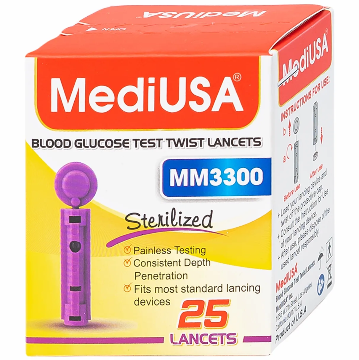 Hình ảnh Kim lấy máu MediUSA MM3300 dùng cho máy đo đường huyết (25 cái)