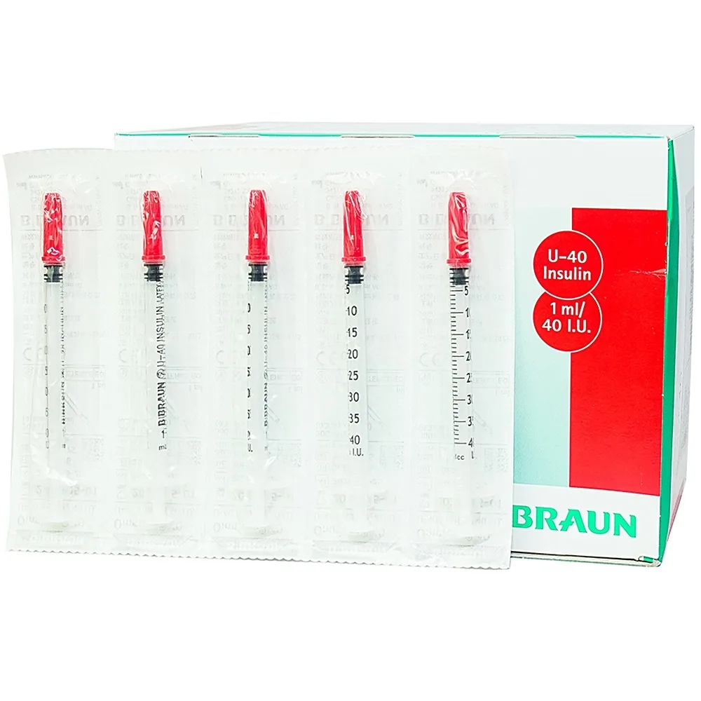Hình ảnh Kim tiêm tiểu đường B.Braun Omnican 1ml/40 I.U màu đỏ dùng cho người tiểu đường (100 cái)